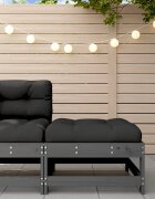 vidaXL Градинска табуретка с възглавница сива борова дървесина масив