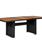 vidaXL Градинска трапезна маса черна 200x100x74 см полиратан