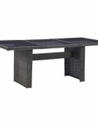 vidaXL Градинска трапезна маса черна 200x100x74 см стъкло и полиратан