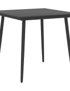 vidaXL Градинска трапезна маса черна 80x80x74 см стомана и стъкло