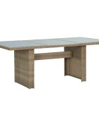 vidaXL Градинска трапезна маса кафява 200x100x74 см стъкло и полиратан