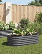 vidaXL Градинска висока леха 160x80x44 см поцинкована стомана сива