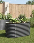 vidaXL Градинска висока леха 160x80x81 см поцинкована стомана сива