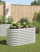 vidaXL Градинска висока леха 160x80x81 см поцинкована стомана сребро