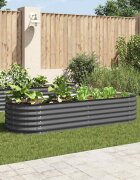 vidaXL Градинска висока леха 240x80x44 см поцинкована стомана сива