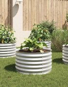 vidaXL Градинска висока леха 80x80x44 см поцинкована стомана сребриста