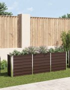 vidaXL Градинска висока леха поцинкована стомана 240x40x77 см кафява