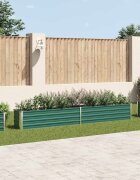vidaXL Градинска висока леха поцинкована стомана 320x40x45 см зелена