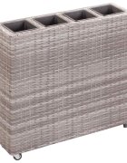 vidaXL Градинска висока леха с 4 саксии 80x22x79 см полиратан сива