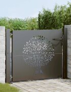 vidaXL Градинска врата 110 x 105 см Черно С ключалка