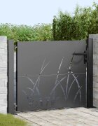 vidaXL Градинска врата 110 x 105 см Черно С ключалка