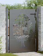 vidaXL Градинска врата 110 x 155 см Черно С ключалка