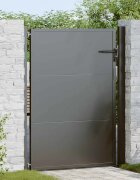 vidaXL Градинска врата 110 x 155 см Черно С ключалка