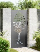 vidaXL Градинска врата 85 x 175 cm Прахово покритие стомана С ключалка