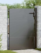 vidaXL Градинска врата Черно 110 x 155 см Прахово боядисана стомана