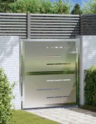 vidaXL Градинска врата Сребрист 85 х 97 см Неръждаема стомана