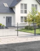 vidaXL Градинска врата WOERDEN 100 x 500 cm Стомана Сив С ключалка