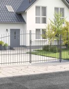 vidaXL Градинска врата WOERDEN 175 х 500 см Стомана Сив С ключалка