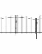 vidaXL Градинска врата WOERDEN 195 х 400 см Стомана Сив С ключалка