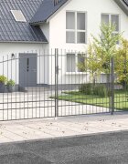 vidaXL Градинска врата WOERDEN 195 х 500 см Стомана Сив С ключалка