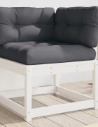 vidaXL Градински ъглов диван с възглавници бял 73x73x78 см бор масив