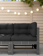 vidaXL Градински ъглов диван сив бор масив