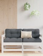 vidaXL Градински ъглови дивани 2 бр бели бор масив