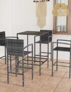 vidaXL Градински бар комплект 5 части полиратан сив