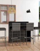 vidaXL Градински бар комплект с възглавници 5 части сив