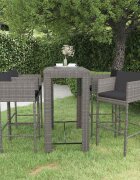 vidaXL Градински бар комплект с възглавници 5 части сив полиратан
