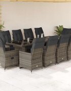 vidaXL Градински бистро комплект с възглавници 11 части сив полиратан