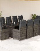 vidaXL Градински бистро комплект с възглавници 11 части сив полиратан
