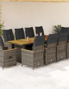 vidaXL Градински бистро комплект с възглавници 11 части сив полиратан