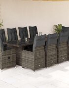 vidaXL Градински бистро комплект с възглавници 11 части сив полиратан