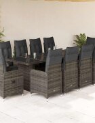 vidaXL Градински бистро комплект с възглавници 11 части сив полиратан