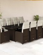 vidaXL Градински бистро комплект с възглавници 11части кафяв полиратан