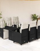 vidaXL Градински бистро комплект с възглавници 5 части черен полиратан