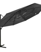vidaXL Градински чадър на 4 нива с алуминиев прът антрацит 3x3 м
