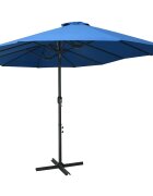 vidaXL Градински чадър с алуминиев прът 460x270 см син