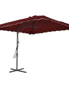 vidaXL Градински чадър със стоманен прът бордо 250x250x230 см