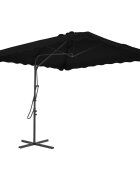 vidaXL Градински чадър със стоманен прът черен 250x250x230 см