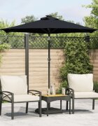 vidaXL Градински чадър със стоманен прът черна 225x225x212 см