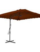 vidaXL Градински чадър със стоманен прът теракота 250x250x230 см