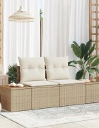 vidaXL Градински диван Бежово 184 x 62 x 85см полиратан
