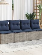 vidaXL Градински диван с възглавница Сив 220 x 62 x 69 см полиратан