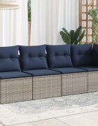 vidaXL Градински диван с възглавница Сив 227 x 62 x 69 см полиратан
