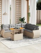 vidaXL Градински диван с възглавници 8 части бежов полиратан