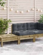 vidaXL Градински диван с възглавници и табуретка импрегниран бор