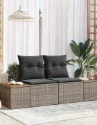 vidaXL Градински диван Сив 184 x 62 x 85см полиратан