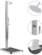 vidaXL Градински душ с корито WPC неръждаема стомана